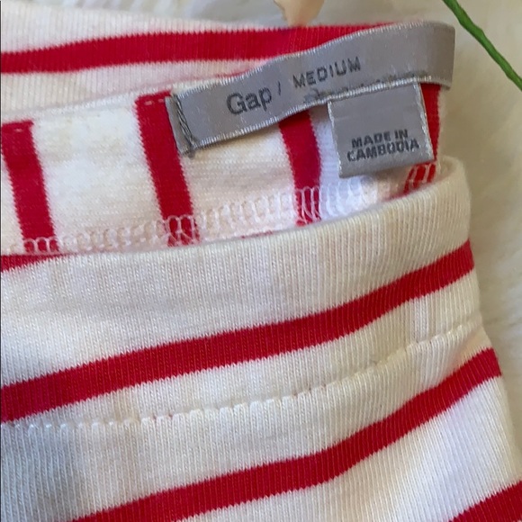 🌺Gap pink/white stripe boat neck 3/4 top M - Picture 2 of 4